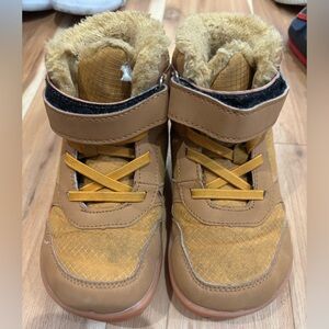 Brown Kids Snow Boots with Velcro Straps